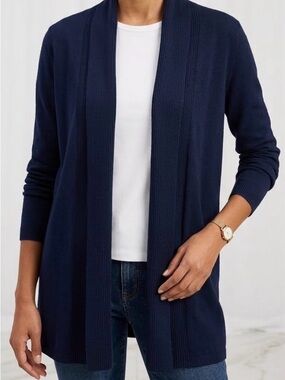 Zara Navy Blue Open Front Lightweight Woman’s Long Sleeve Cardigan 1680